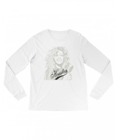 Whitney Houston Long Sleeve Shirt | Houston Sketch And Logo Design Shirt $6.50 Shirts