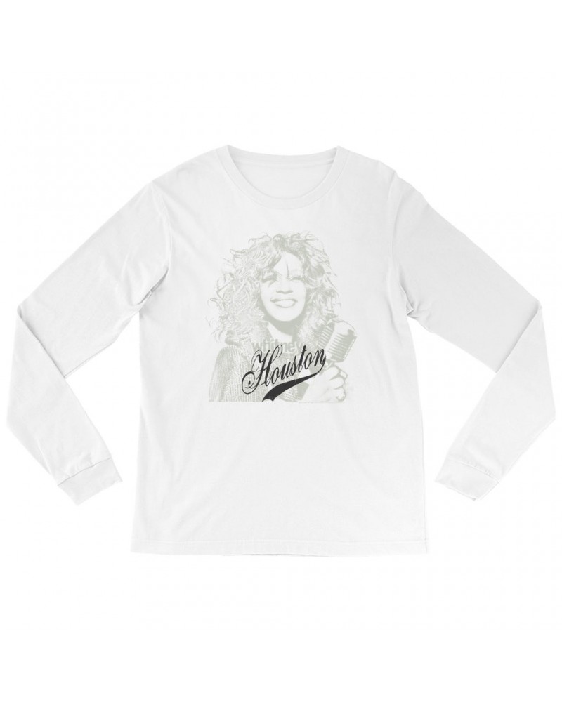 Whitney Houston Long Sleeve Shirt | Houston Sketch And Logo Design Shirt $6.50 Shirts