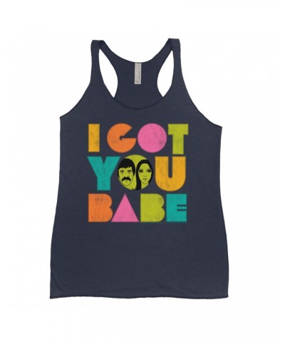 Sonny & Cher Bold Colored Racerback Tank | I Got You Babe Pastel Logo Distressed Shirt $4.63 Shirts