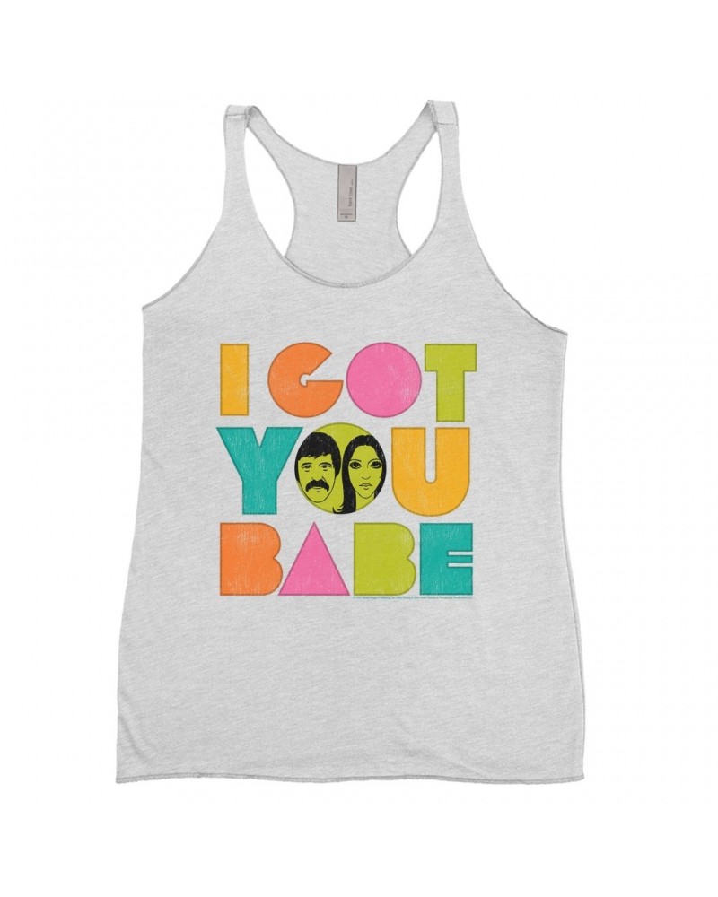 Sonny & Cher Ladies' Tank Top | I Got You Babe Pastel Logo Distressed Shirt $8.45 Shirts