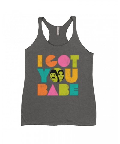 Sonny & Cher Ladies' Tank Top | I Got You Babe Pastel Logo Distressed Shirt $8.45 Shirts