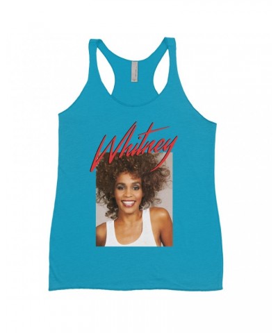 Whitney Houston Bold Colored Racerback Tank | 1987 Photo And Red Logo Image Shirt $10.49 Shirts