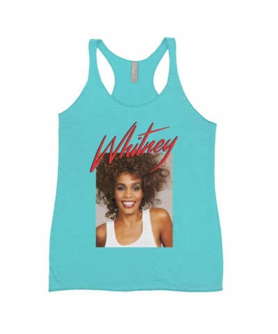 Whitney Houston Bold Colored Racerback Tank | 1987 Photo And Red Logo Image Shirt $10.49 Shirts