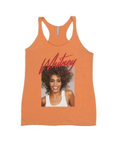 Whitney Houston Bold Colored Racerback Tank | 1987 Photo And Red Logo Image Shirt $10.49 Shirts