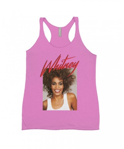 Whitney Houston Bold Colored Racerback Tank | 1987 Photo And Red Logo Image Shirt $10.49 Shirts