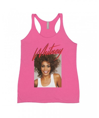 Whitney Houston Bold Colored Racerback Tank | 1987 Photo And Red Logo Image Shirt $10.49 Shirts