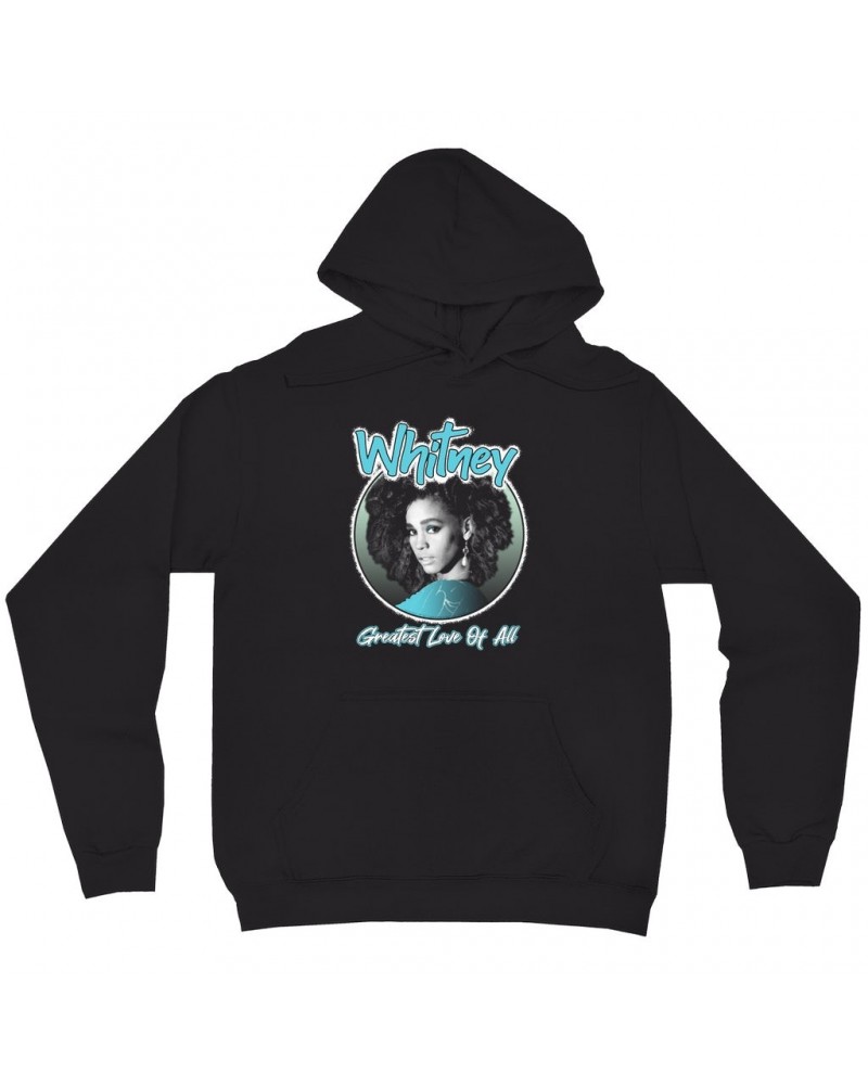 Whitney Houston Hoodie | Turquoise Greatest Love Of All Album Design Hoodie $6.71 Sweatshirts