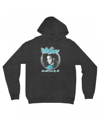 Whitney Houston Hoodie | Turquoise Greatest Love Of All Album Design Hoodie $6.71 Sweatshirts