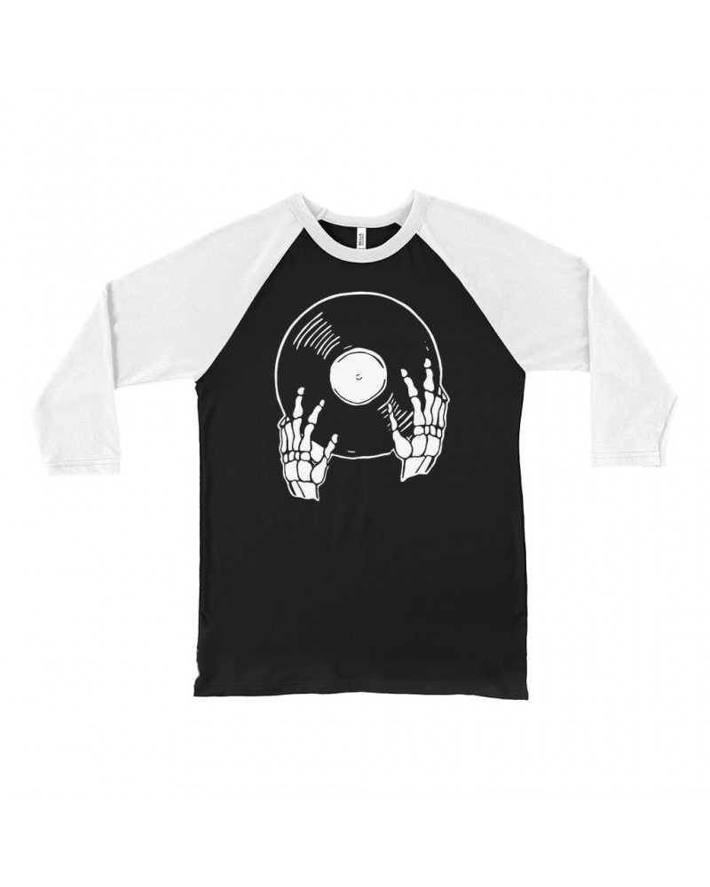 Music Life 3/4 Sleeve Baseball Tee | Skeletons Spin Vinyl Too Shirt $7.60 Shirts