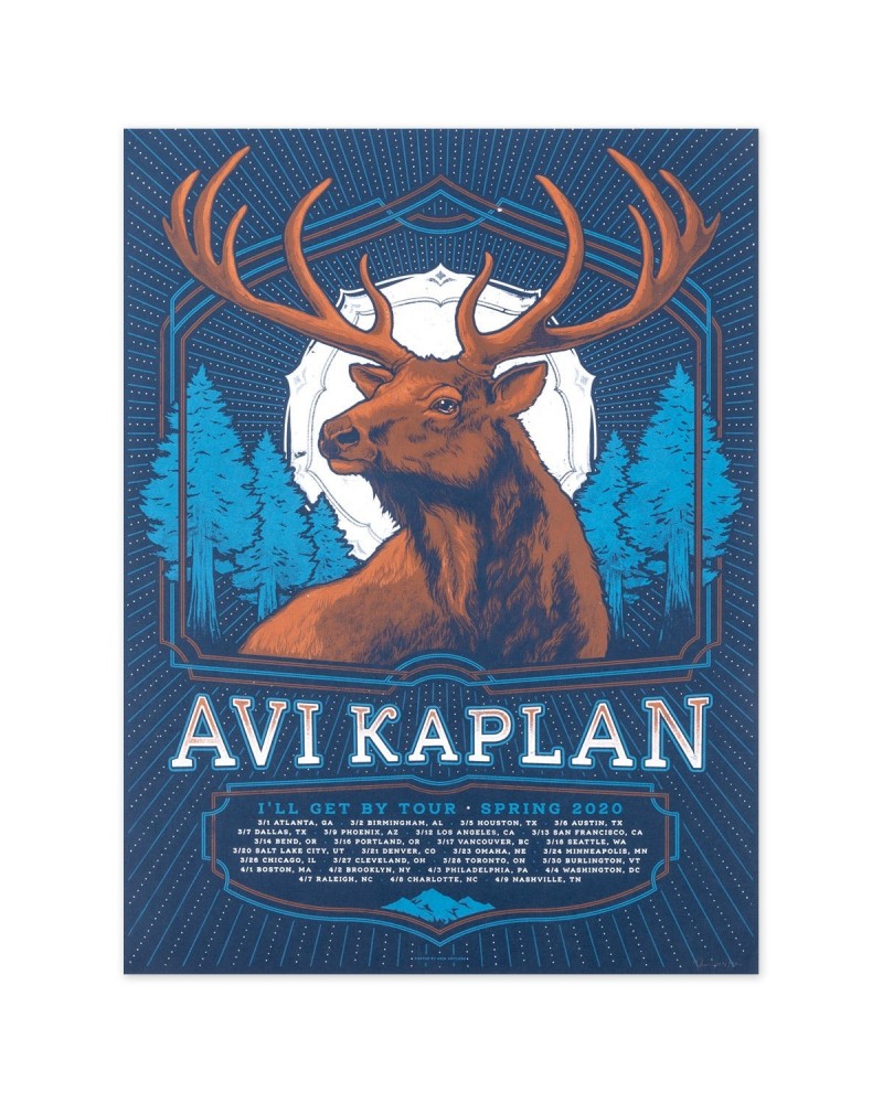 Avi Kaplan Blue 2020 I'll Get By Tour Poster $12.64 Decor