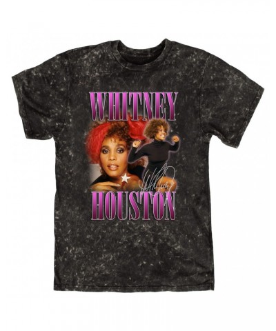 Whitney Houston T-shirt | Purple Collage Design Mineral Wash Shirt $8.15 Shirts