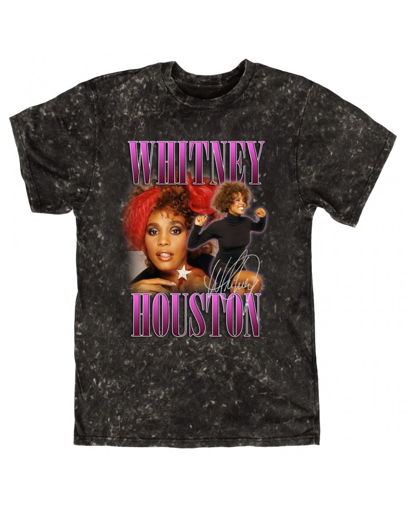 Whitney Houston T-shirt | Purple Collage Design Mineral Wash Shirt $8.15 Shirts